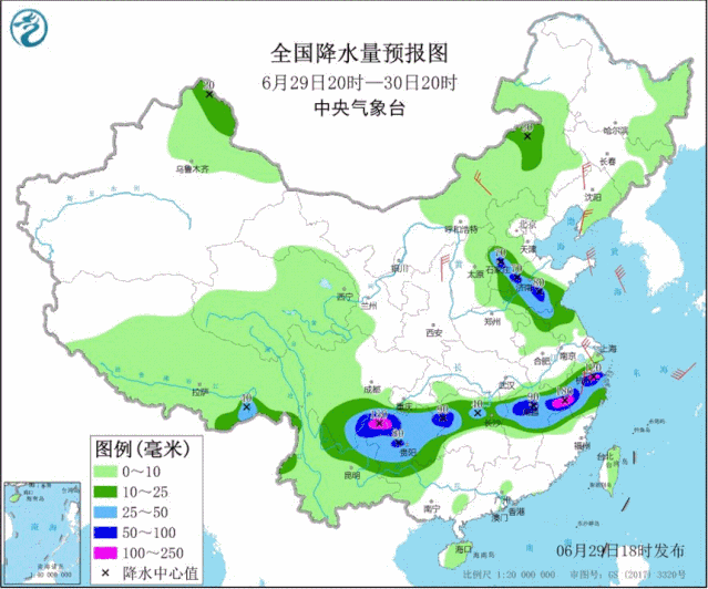 ▲圖為近30天全國降水實(shí)況圖。來源：中央氣象臺