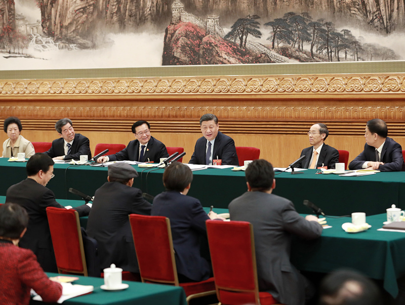 2019年3月8日，習(xí)近平總書記參加十三屆全國人大二次會議河南代表團的審議。
